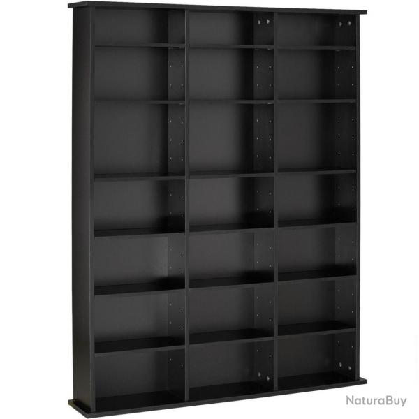 Armoire tagre bibliothque rangement CD / DVD meuble de rangement 136,5 cm noir 08_0000229