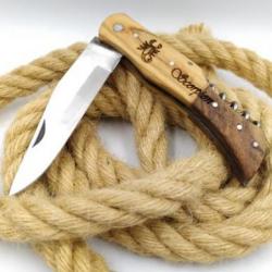 Scorpion couteau manche en bois d'olivier avec tire bouchon idée cadeau