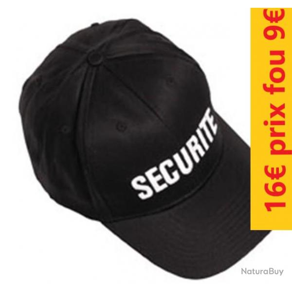 Casquette SECURITE noire toutes tailles attache par scratch      18022