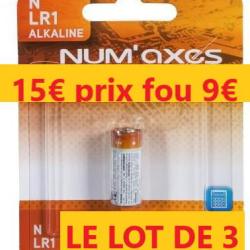 LOT DE 3 PILES  LR01  ALKALINE NUM'AXES             19726