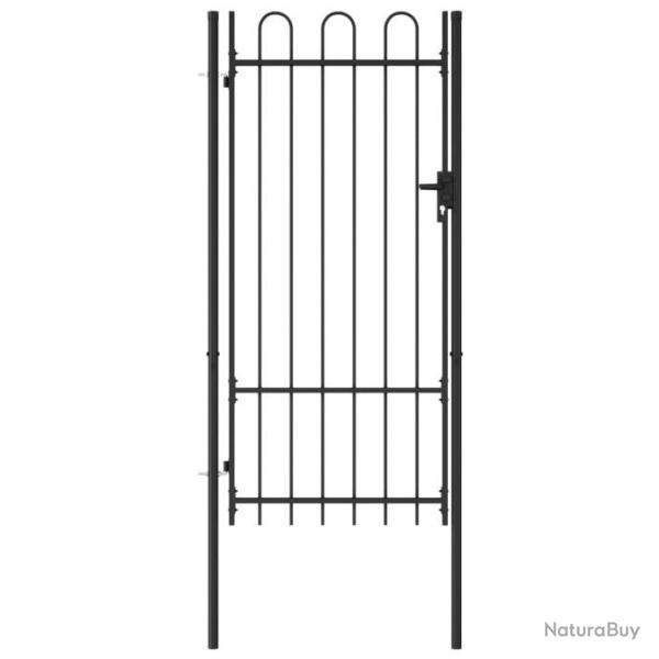 Portillon simple porte avec dessus arqu Acier 1x2 m Noir