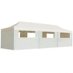 Tente de réception pliable avec 8 parois 3x9 m Blanc cassé 44976