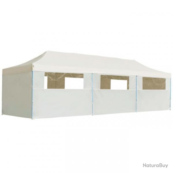 Tente de rception pliable avec 8 parois 3x9 m Blanc cass 44976