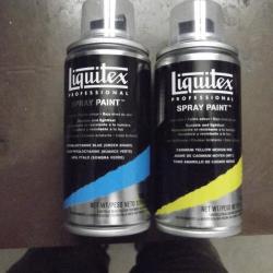 A SAISIR - 2 aerosols peinture pro de 150ml jaune de cadmium moyen et bleu phtalocyanine NEUFS