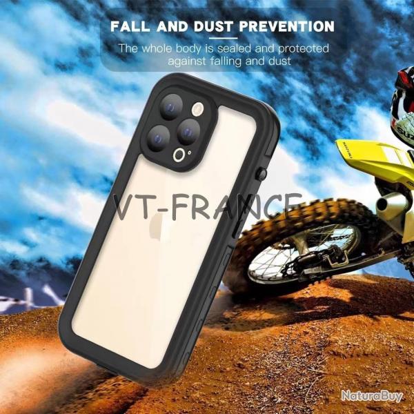 RedPepper Coque Etanche Anti Choc pour iPhone, Couleur: Noir, Smartphone: iPhone 13 Pro