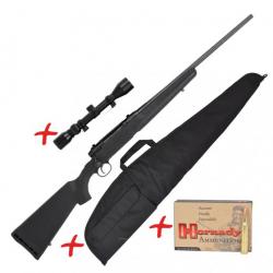 Carabine Filetée Gaucher cal.243 WIN Savage® Axis + fourreau + lunette + 20 balles