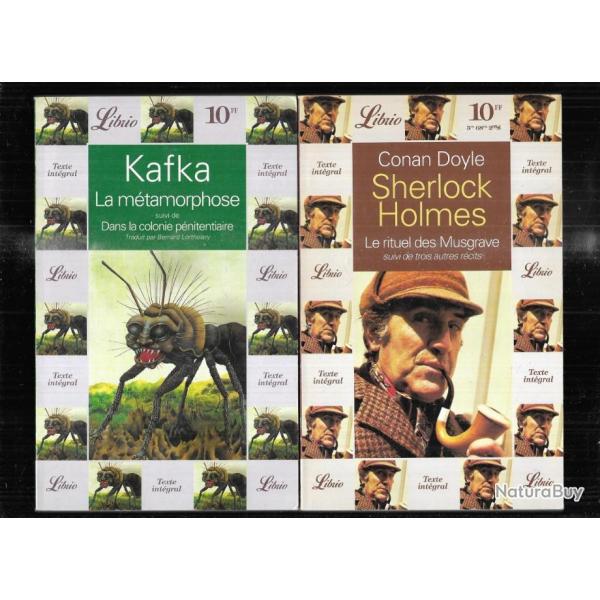 lot de 5 librio , contes de ma mre l'oye, zadig, kafka la mtamorphose, sherlock holmes