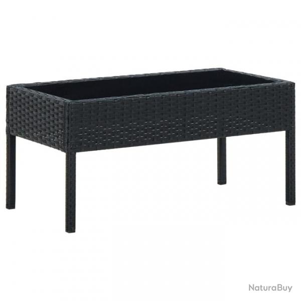 Table de jardin Noir 75x40x37 cm Rsine tresse 45904