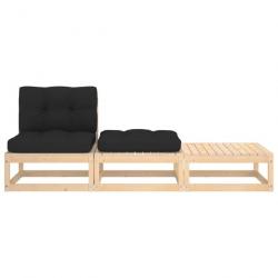 Salon de jardin 3 pcs avec coussins Bois de pin massif 807296