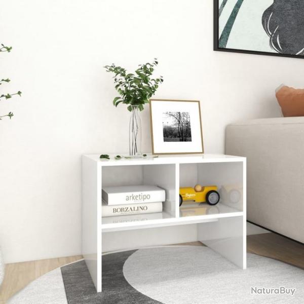 Table d'appoint Blanc brillant 60x40x45 cm Agglomr 806711