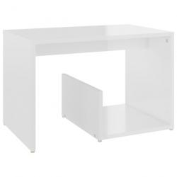 Table d'appoint Blanc brillant 59x36x38 cm Aggloméré 806702