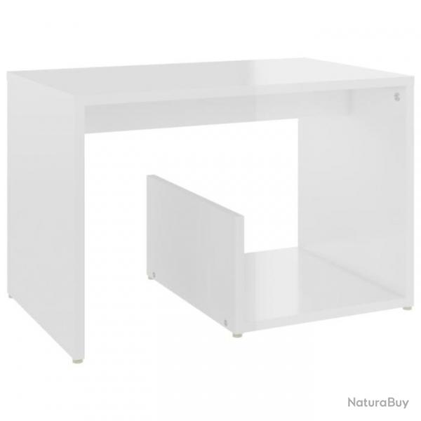 Table d'appoint Blanc brillant 59x36x38 cm Agglomr 806702