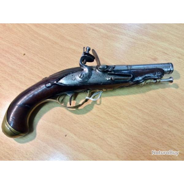 pistolet silex contre platine passant baguette cuivre sign henet A.Maastriekt hollande18me 190w370