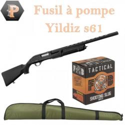 Fusil à pompe YILDIZ S61 synthétique cal.12/76 + 100 munitions + fourreau Promo !