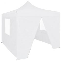 Tente de réception pliable avec 4 parois 2x2 m Acier Blanc 48888