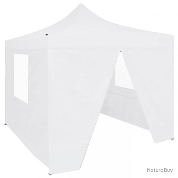 Tente de rception pliable avec 4 parois 2x2 m Acier Blanc 48888