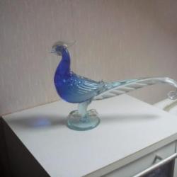Statuette ancienne oiseau en verre longueur 31 cm hauteur 21 cm