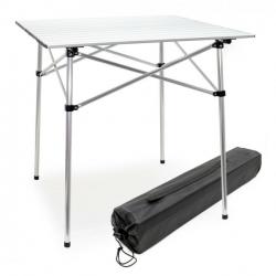Table de camping en aluminium avec plateau de 70 cm et sac de transport argenté 16_0000539