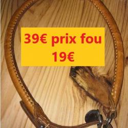 COLLIER CUIR ROND MARRON  40 CMS  superbe et COSTAUD  pour grands chiens      rond80