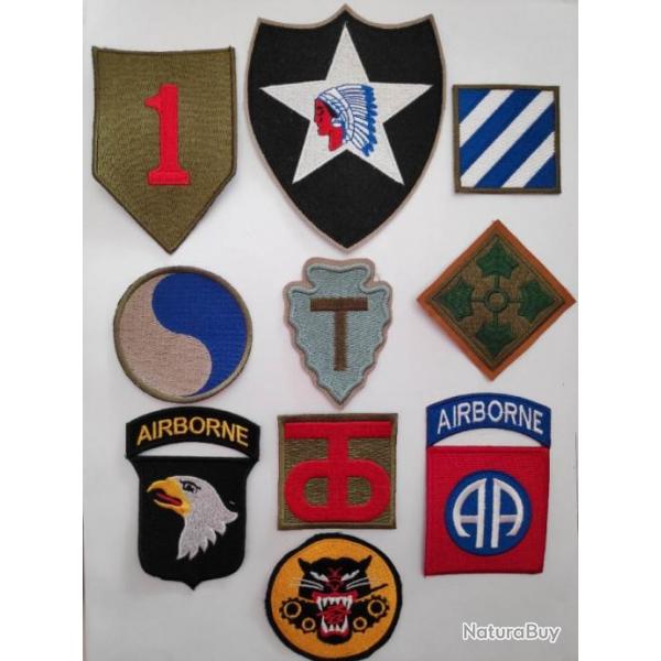 Lot 10 Patches US 1st 2nd 3rd 4th 29th 36th 90th infantry div. 82nd 101st Airborne WW2 REPRODUCTIONS