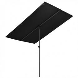 Parasol d'extérieur avec mât en aluminium 180x130 cm Noir 47334