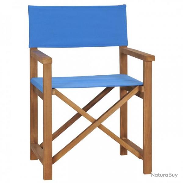 Chaise de metteur en scne Bois de teck solide Bleu