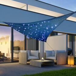 Voile de soleil avec 100 lumière LED Bleu 3,6x3,6x3,6 m 435327