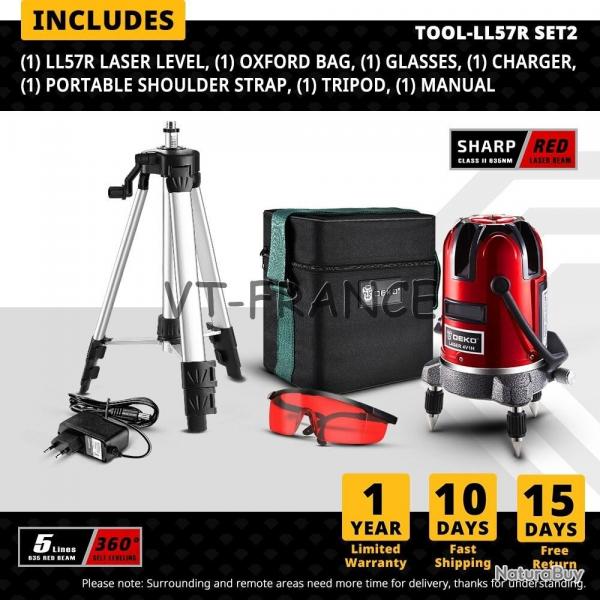 Niveau Laser Rotatif 360 Auto Nivelant 6 Points, Modele: LL57R SET2