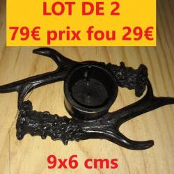 LOT DE 2 BOUGEOIRS BRONZE BOIS DE BROCARD   9 cms  X 6 cms                   CA00276JSX2