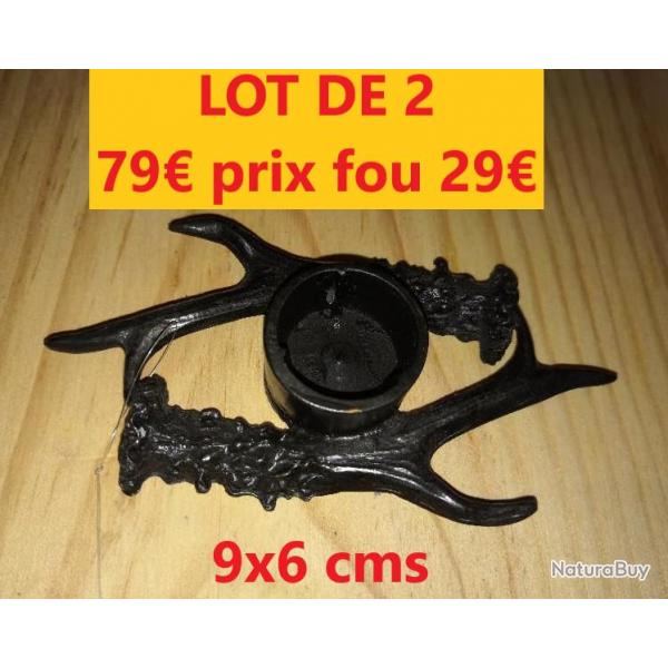 LOT DE 2 BOUGEOIRS BRONZE BOIS DE BROCARD   9 cms  X 6 cms                   CA00276JSX2