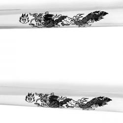 Nunchaku acrylique transparent avec décor dragon - Chaîne