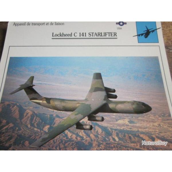 FICHE  AVIATION  TYPE TRANSPORT ET DE LIAISON  /  LOCKHEED C 141 STARLIFTER  USA