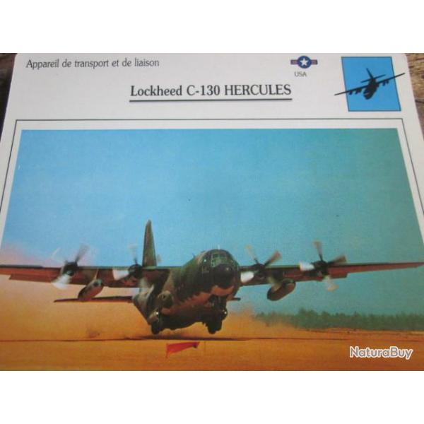 FICHE  AVIATION  TYPE TRANSPORT ET DE LIAISON  /  LOCKHEED  C 130 HERCULES   USA