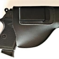 Holster universel pour pistolet et revolver en simili cuir - gaucher et droitier