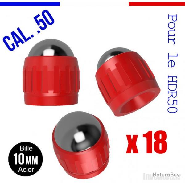 18 Slugs pour HDR50 T4E de UMAREX cal.50 bille 10mm poids 4,8g CO2 - Rouge