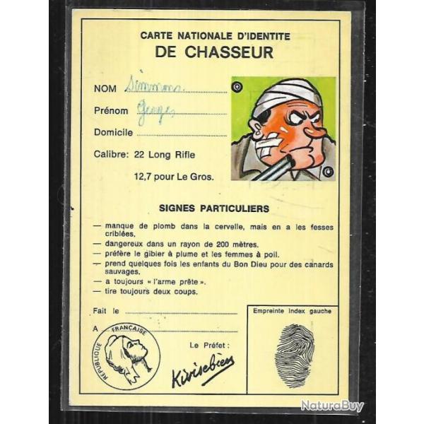 cpm srie cartes d'identit carte nationale d'identit de chasseur