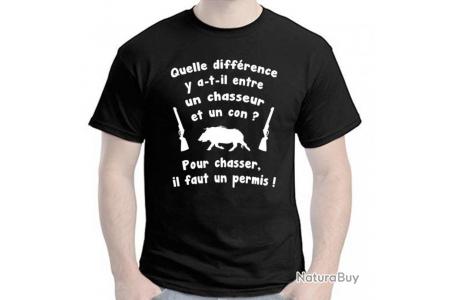 Tee Shirt Quelle Difference Entre Un Chasseur Et Un Con Humour Blague Chasse Cadeaux Noel Tee Shirts De Chasse