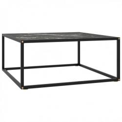 Table basse Noir avec verre marbre noir 80x80x35 cm 322878