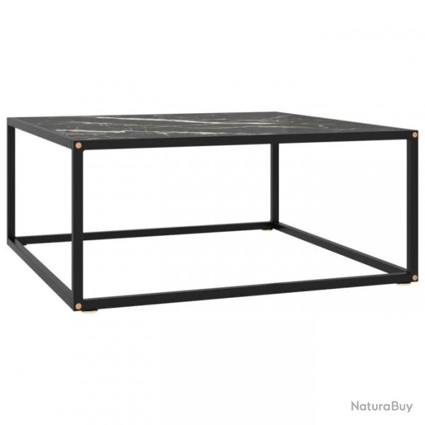 Table basse Noir avec verre marbre noir 80x80x35 cm 322878