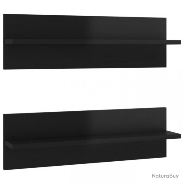 tagres murales 2 pcs Noir brillant 60x11,5x18 cm Agglomr