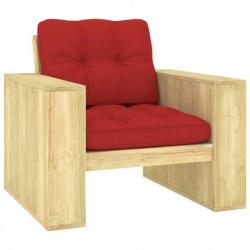 Chaise de jardin avec coussins rouge Bois de pin imprégné 3065747