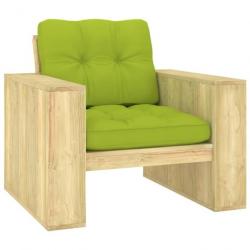 Chaise de jardin avec coussins vert vif Bois de pin imprégné 3065752