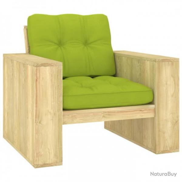 Chaise de jardin avec coussins vert vif Bois de pin imprgn 3065752