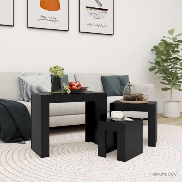 Tables basses gigognes 3 pcs Noir Agglomr