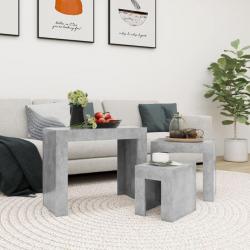 Tables basses gigognes 3 pcs Gris béton Aggloméré 808544