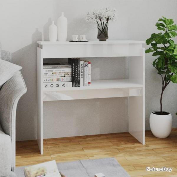 Table console Blanc brillant 80x30x80 cm Agglomr 808320