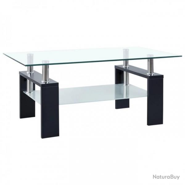 Table basse Noir 95x55x40 cm Verre tremp 321982