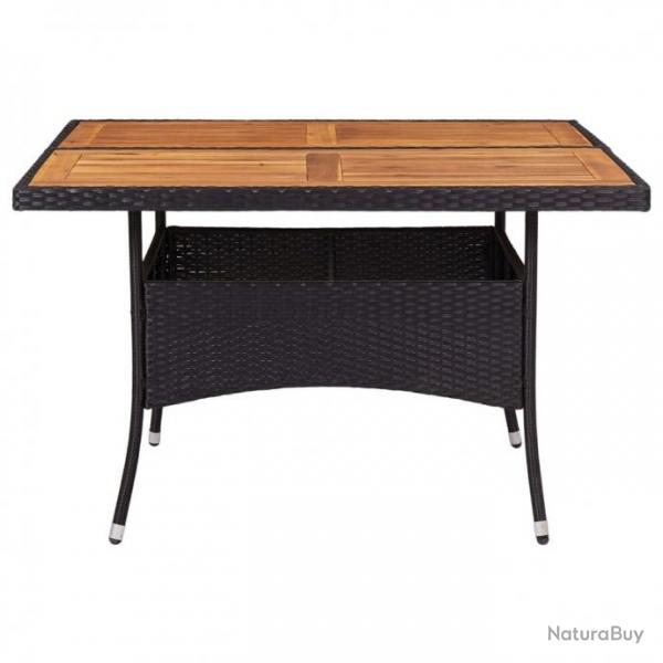 vidaXL Table d'extrieur Noir Rsine tresse et bois d'acacia solide