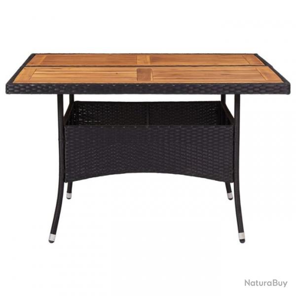 Table d'extrieur Noir Rsine tresse et bois d'acacia solide