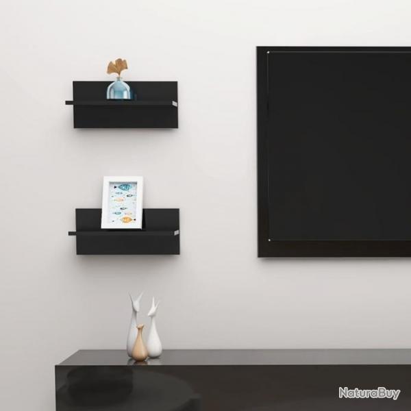 tagres murales 2 pcs Noir brillant 40x11,5x18 cm 807311